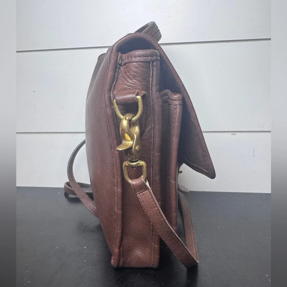 Vintage Coach Station Bag 5130 Brown Leather Crossbody Turnlock Bag 90s Classic - Picture 5 of 16